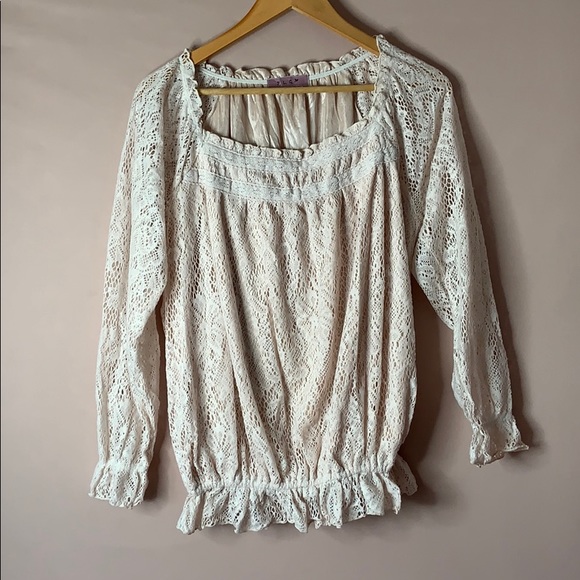 CREAM COLD SHOULDER LACE TOP!!! - Picture 3 of 7
